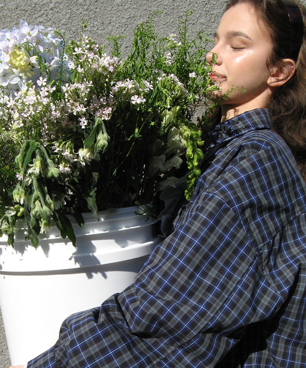 론론(RONRON) VINTAGE RUFFLE BLOUSON GREEN CHECK