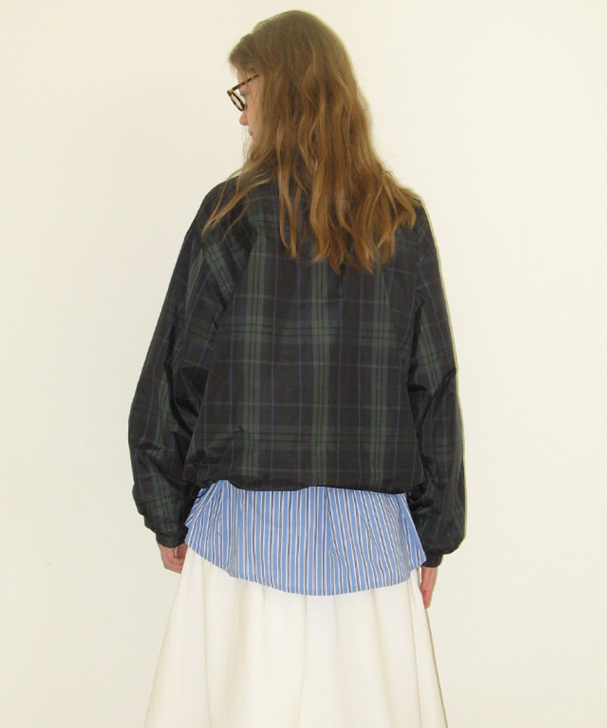 론론(RONRON) POCKET HALF ZIP UP ANORAK GREEN CHECK