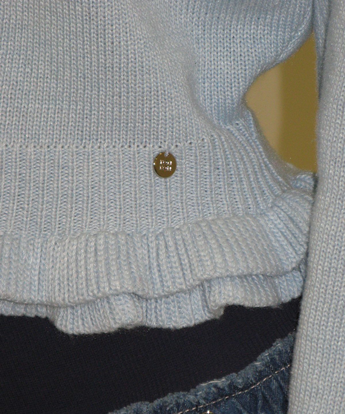 론론(RONRON) PUFF SLEEVE FRILL KNIT CARDIGAN SOFT BLUE
