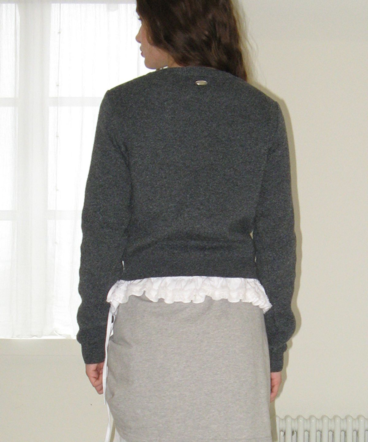 론론(RONRON) BUTTON UP KNIT CARDIGAN CHARCOAL