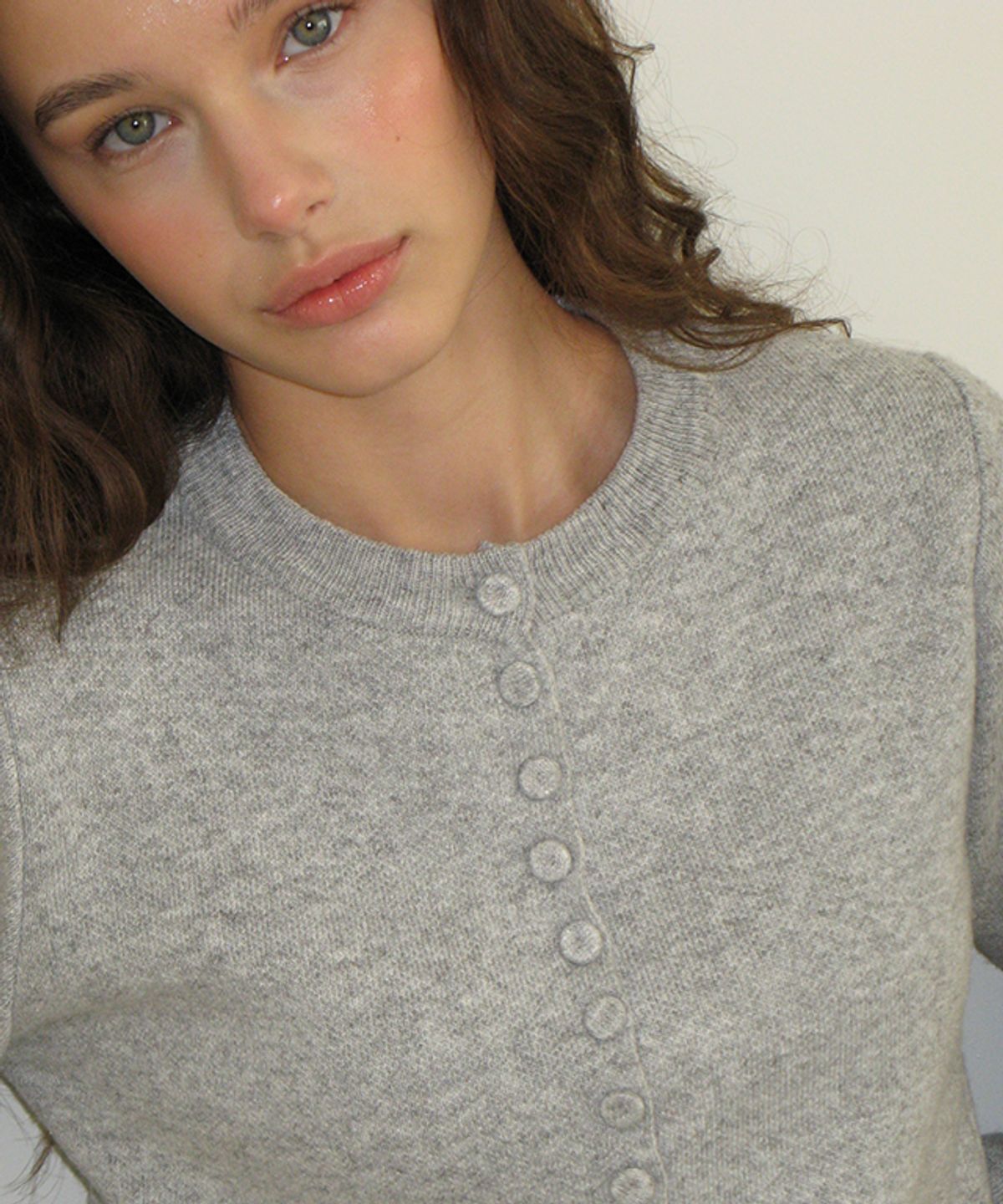론론(RONRON) BUTTON UP KNIT CARDIGAN GREY
