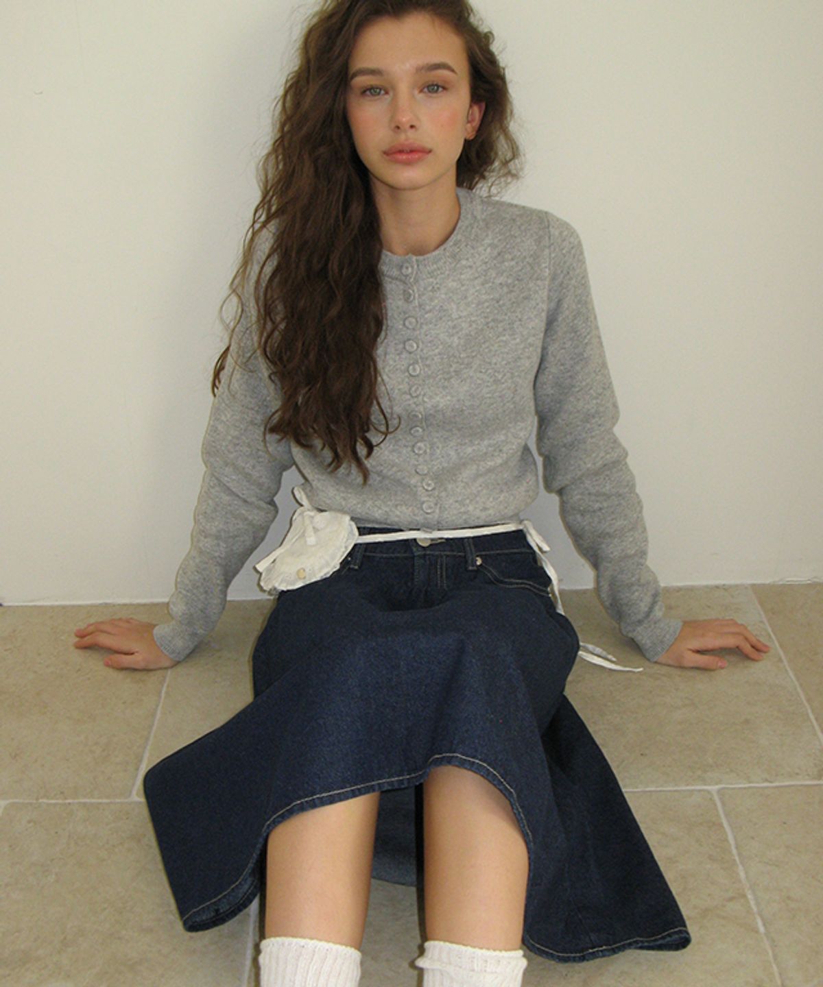 론론(RONRON) BUTTON UP KNIT CARDIGAN GREY