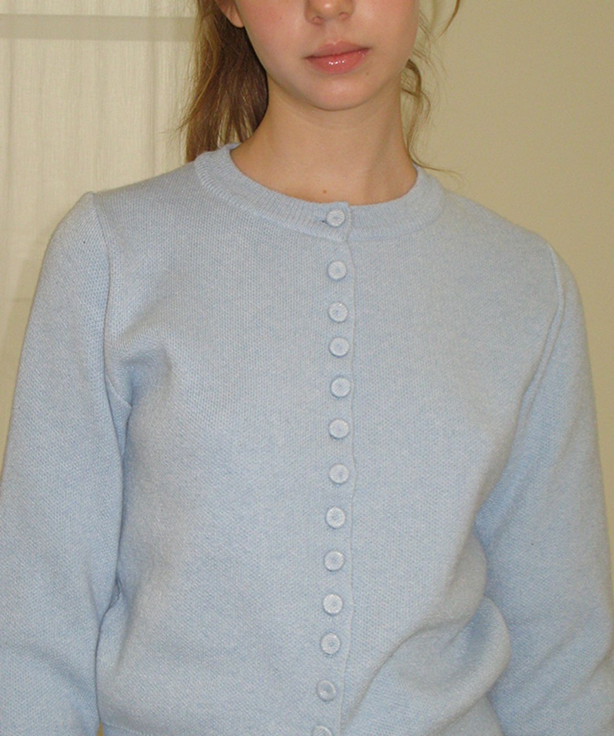 론론(RONRON) BUTTON UP KNIT CARDIGAN SOFT BLUE