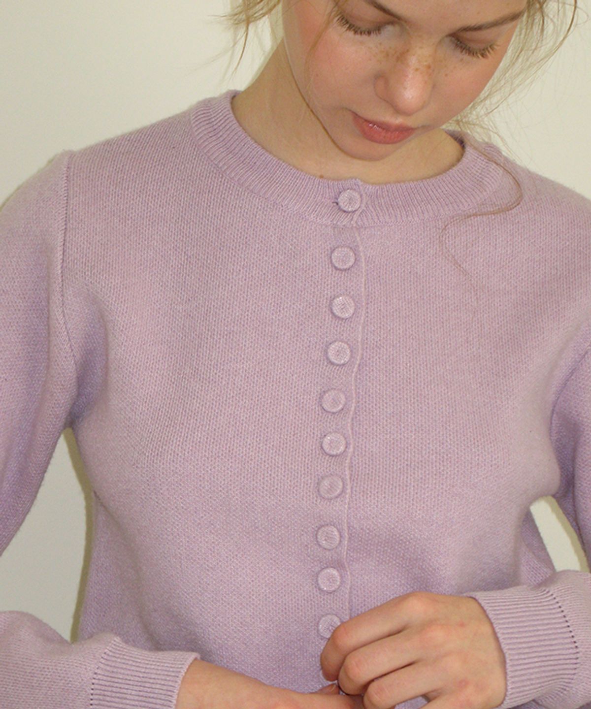 론론(RONRON) BUTTON UP KNIT CARDIGAN SOFT PURPLE