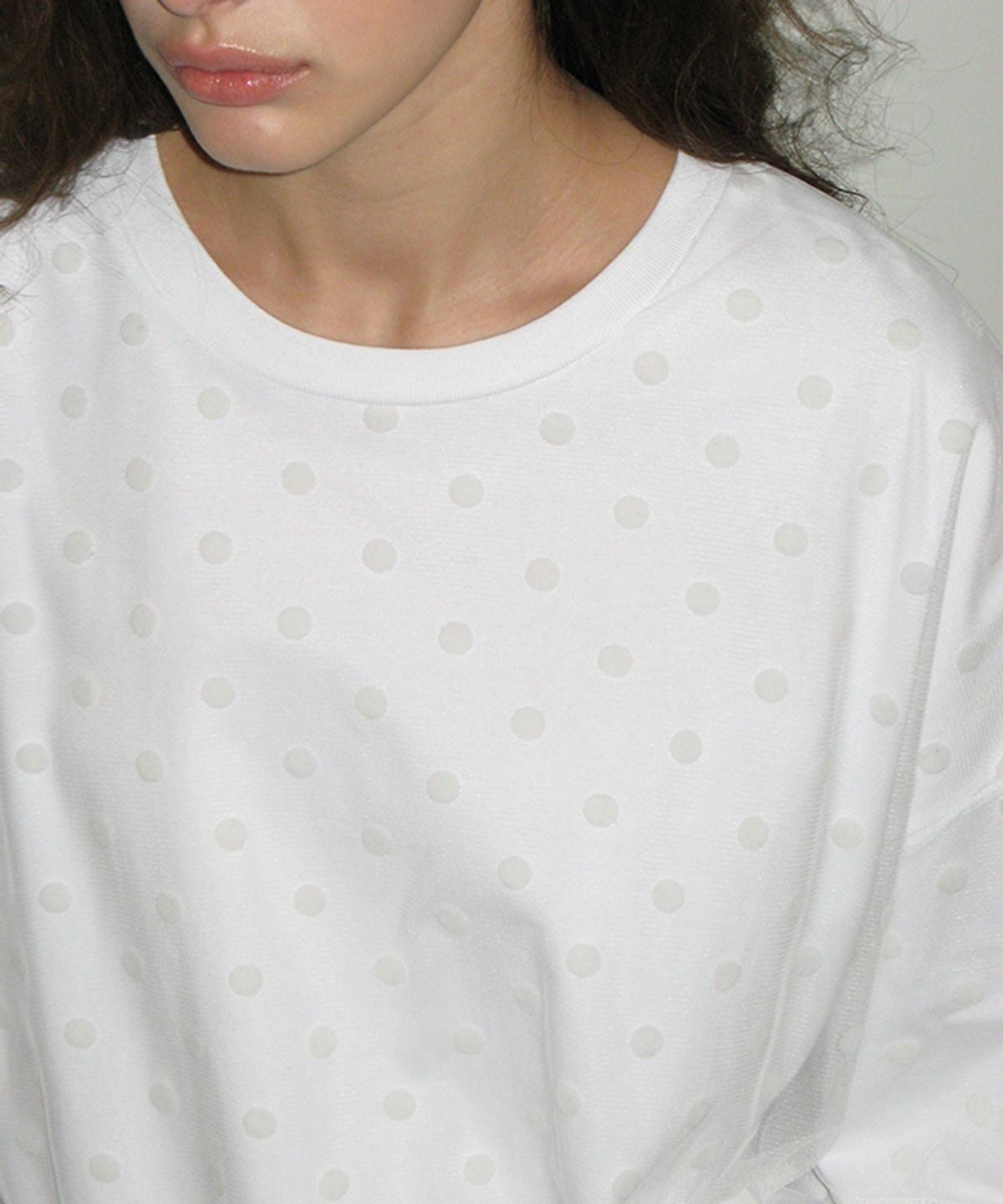 론론(RONRON) DOT SHEER LAYERED LONG SLEEVE WHITE