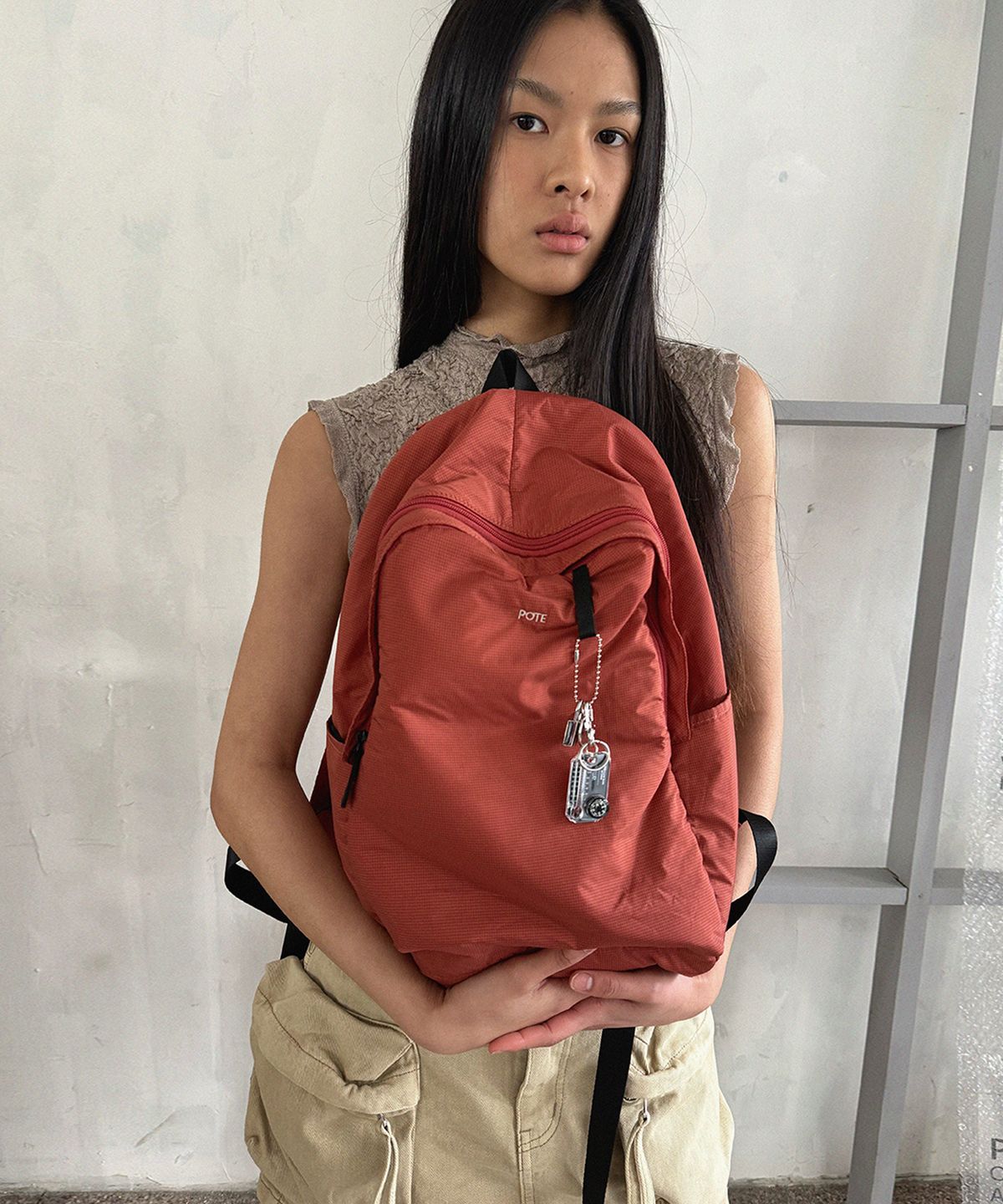 포테(POTE) [7차리오더:바로출고] 0002 HideSlot Classic Backpack_Orange Brick