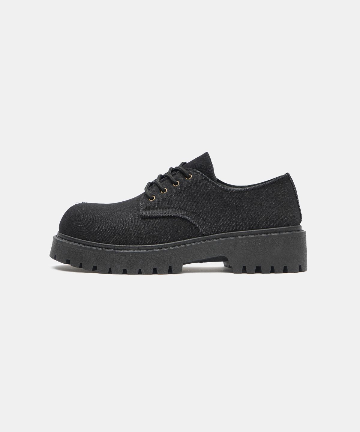 식스핏(6FT) [미누의코디 x 식스핏] BOLD TOE DERBY (DENIM) - BLACK