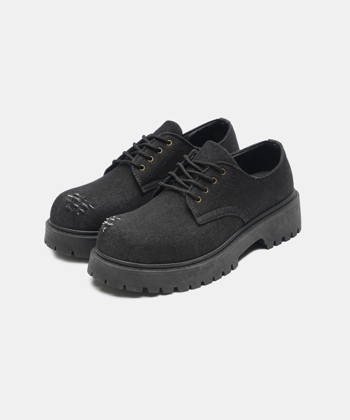 식스핏(6FT) [미누의코디 x 식스핏] BOLD TOE DERBY (DENIM) - BLACK