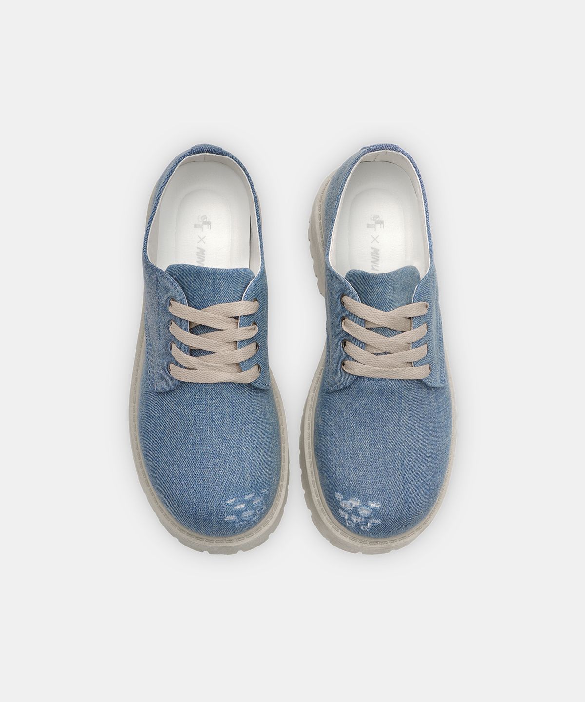 식스핏(6FT) [미누의코디 x 식스핏] BOLD TOE DERBY (DENIM) - SKY BLUE