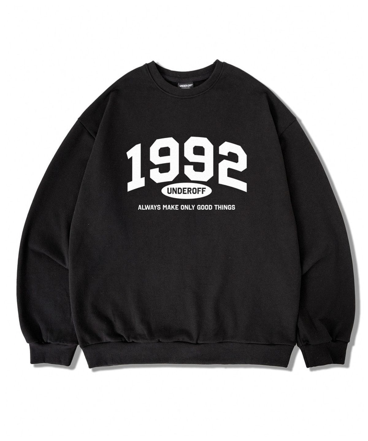 언더오프(UNDEROFF) 오버핏 맨투맨 스웨트 1992아치 그레이
