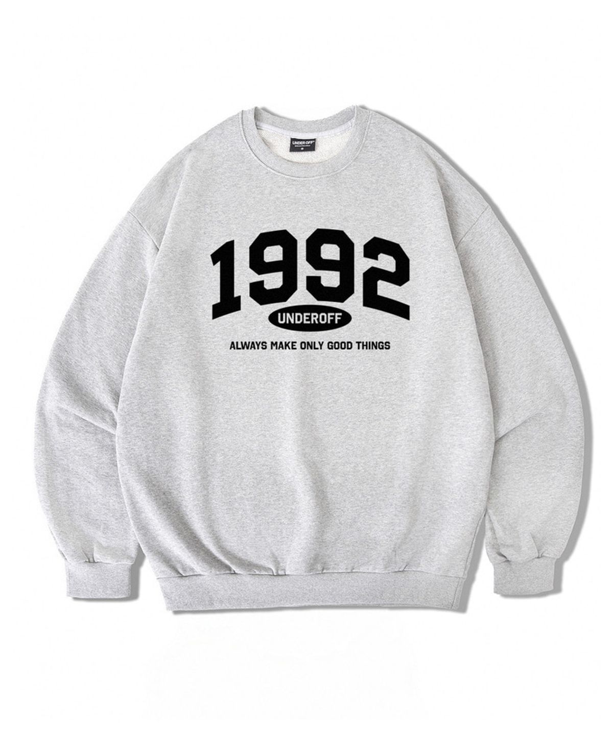 언더오프(UNDEROFF) 오버핏 맨투맨 스웨트 1992아치 블랙