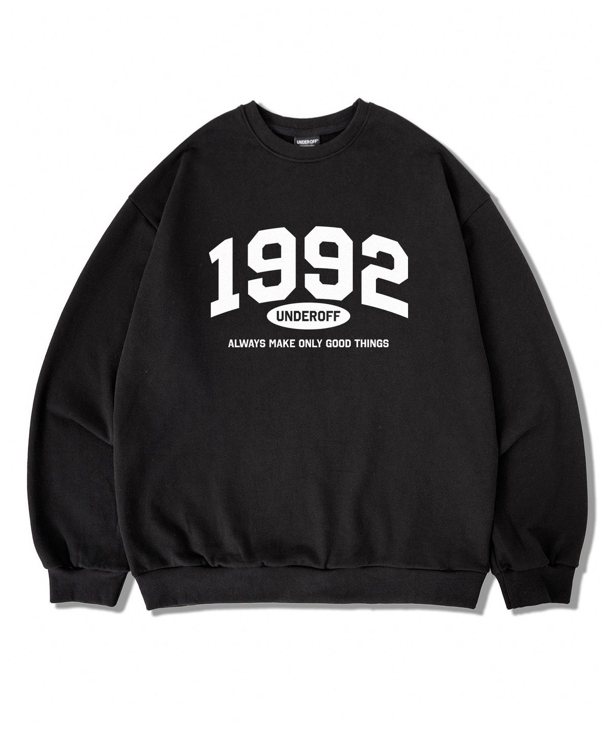 언더오프(UNDEROFF) 오버핏 맨투맨 스웨트 1992아치 다크그레이