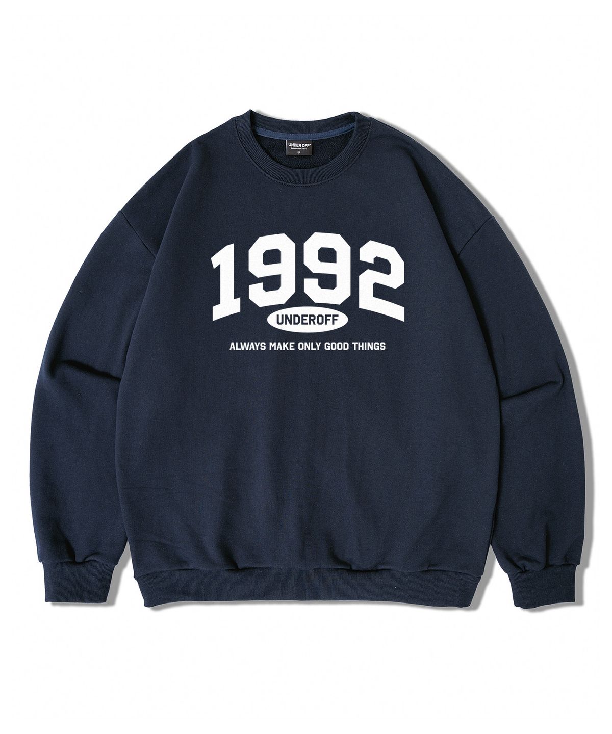 언더오프(UNDEROFF) 오버핏 맨투맨 스웨트 1992아치 다크그레이