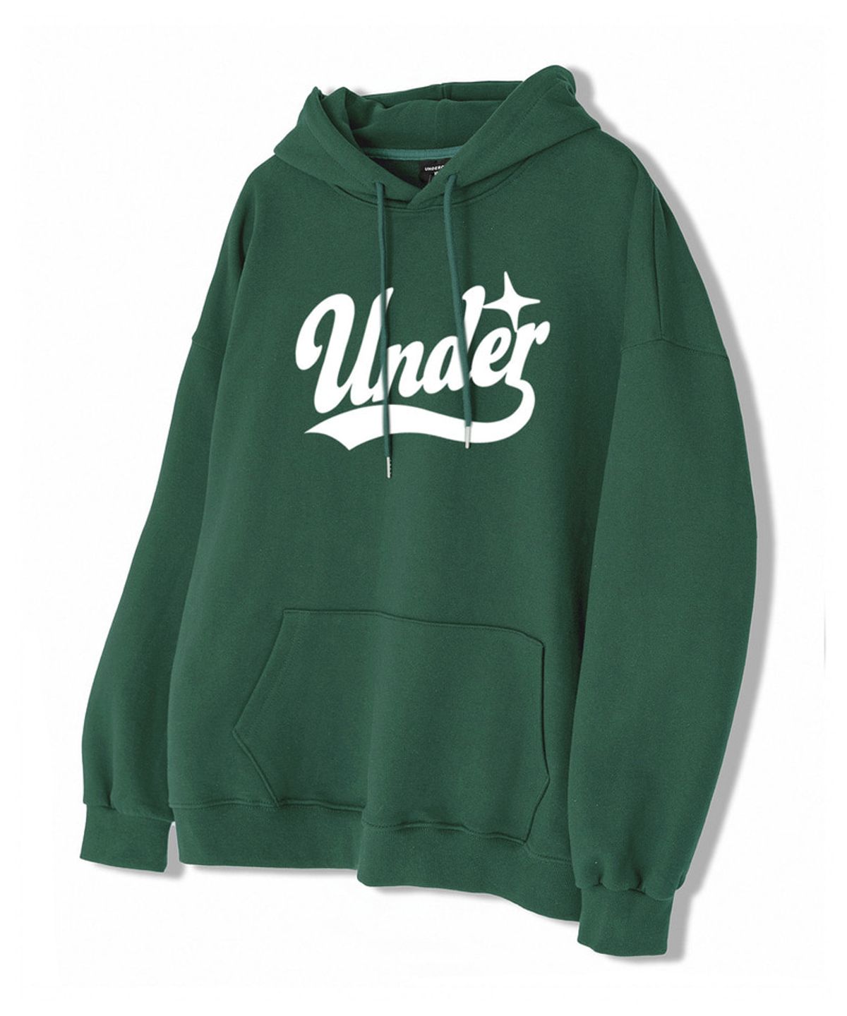 언더오프(UNDEROFF) 오버핏 스웨트 후디 언더 베이스볼로고 화이트멜란지