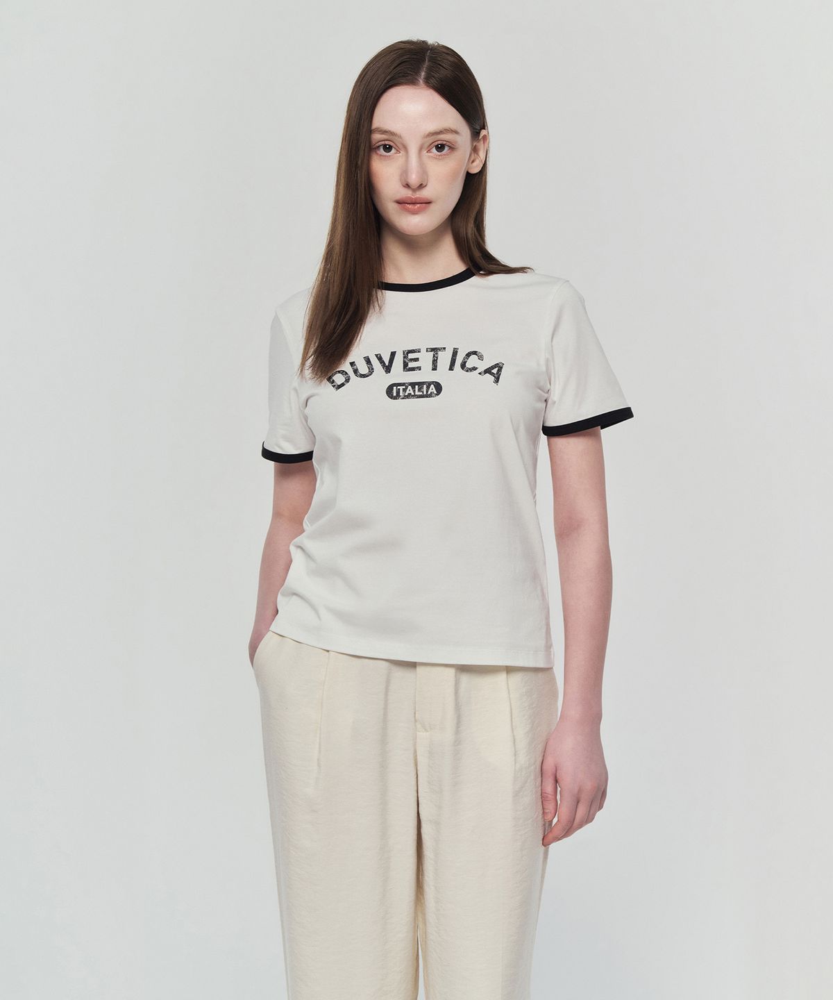 듀베티카(DUVETICA) 키에티(라이트 아이보리)(여성 반팔티셔츠)