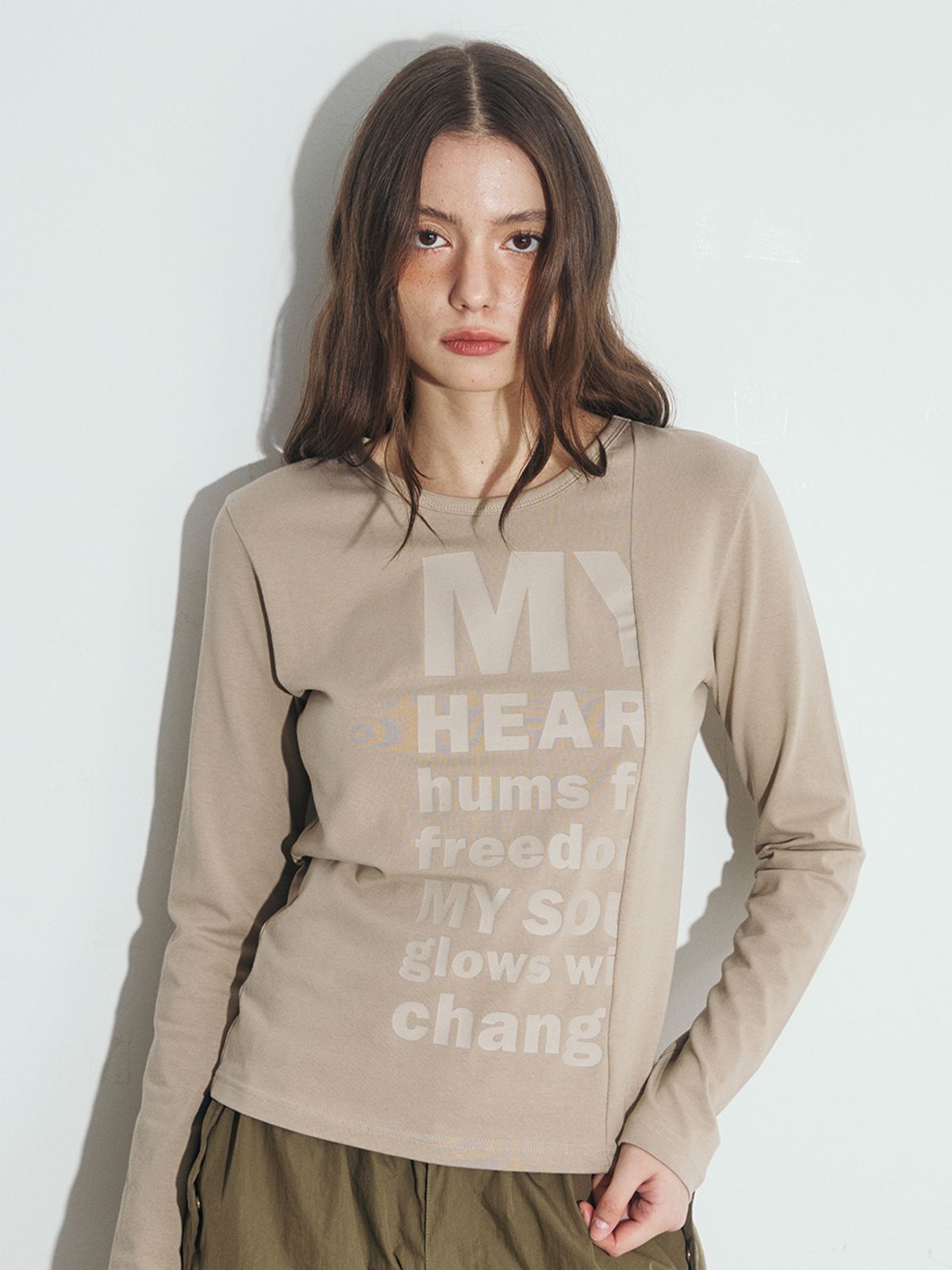 오피쉬(OAFISH) MY CUTTING LINE LONG SLEEVE, DARK BEIGE