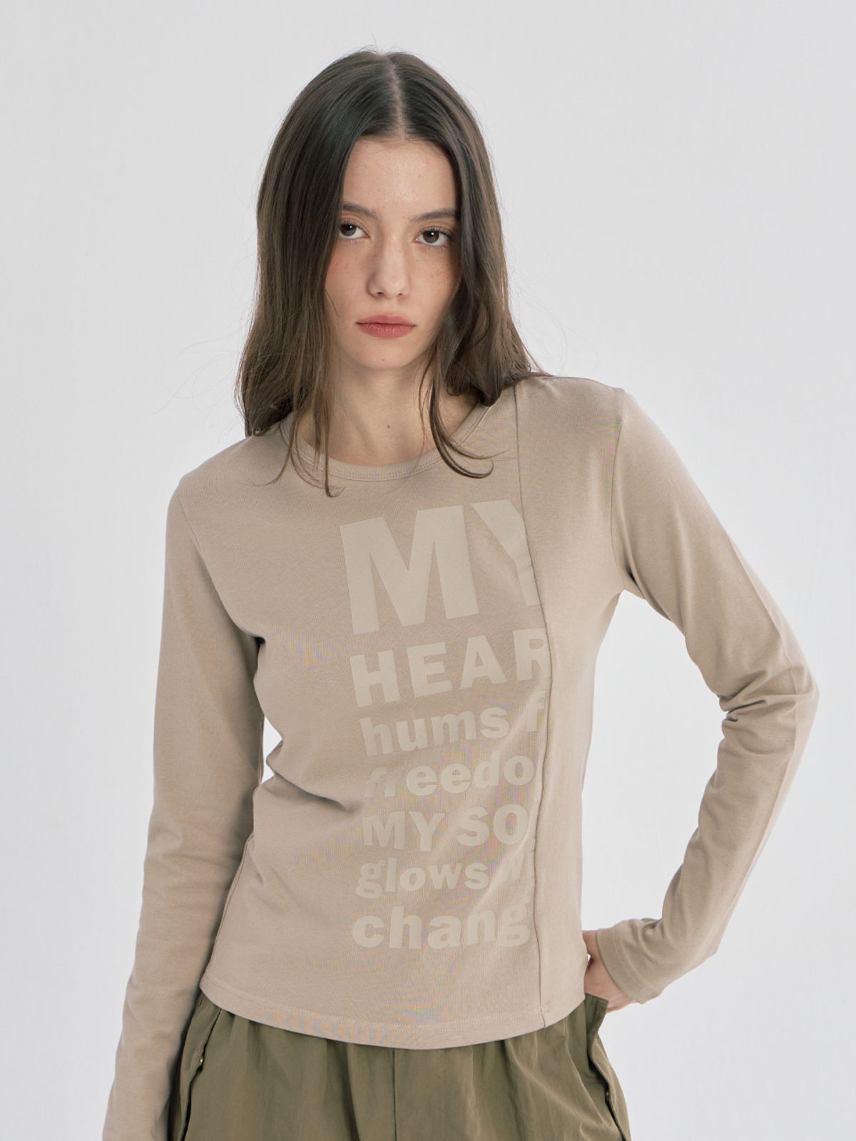 오피쉬(OAFISH) MY CUTTING LINE LONG SLEEVE, DARK BEIGE