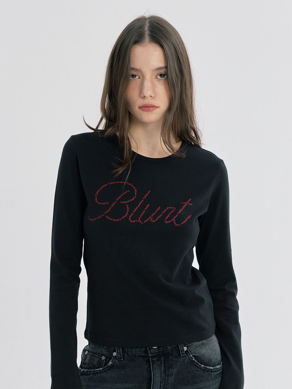 오피쉬(OAFISH) BLURT LETTERING LONG SLEEVE, BLACK
