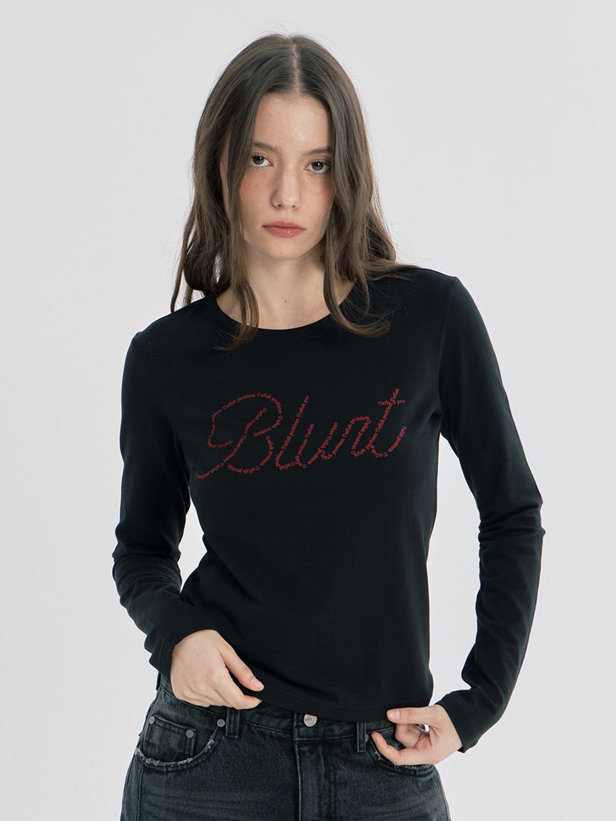 오피쉬(OAFISH) BLURT LETTERING LONG SLEEVE, BLACK