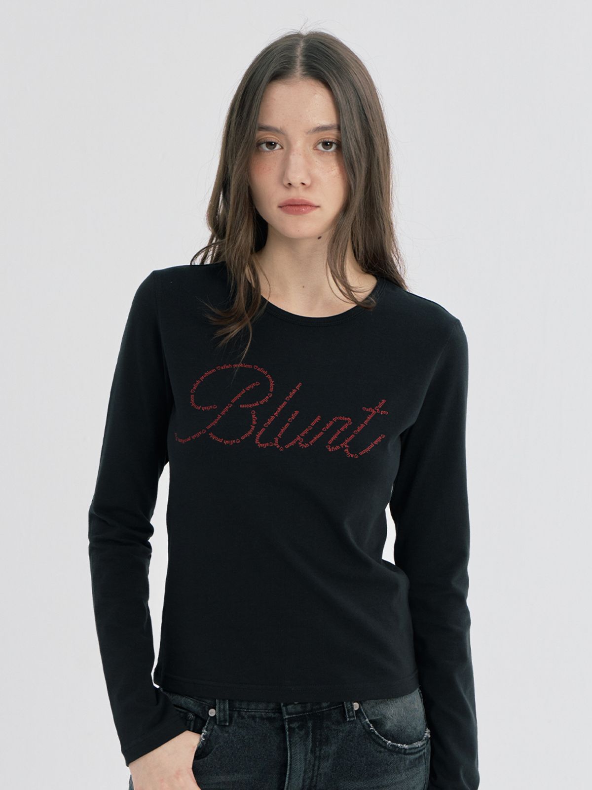 오피쉬(OAFISH) BLURT LETTERING LONG SLEEVE, BLACK