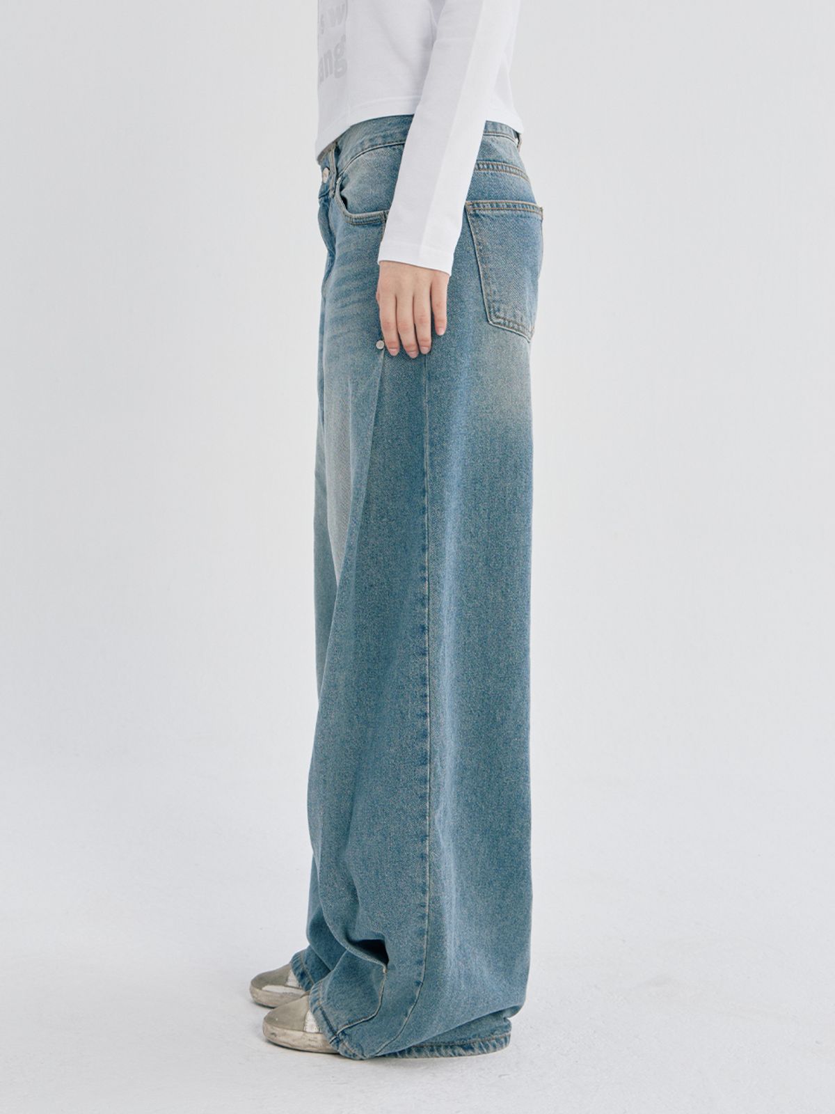 오피쉬(OAFISH) SIDE TUCK DENIM PANTS, BLUE