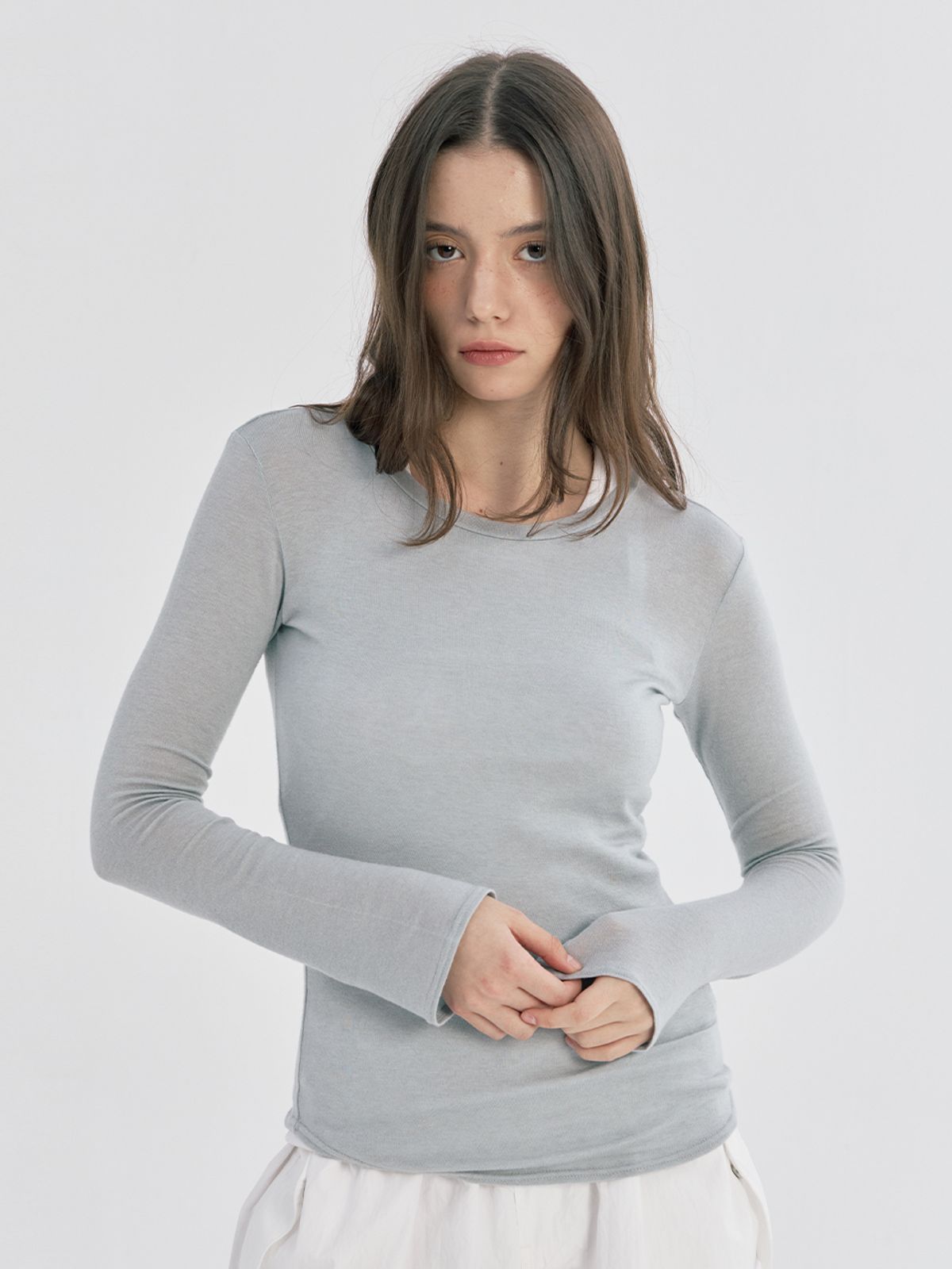 오피쉬(OAFISH) BASIC SEE-THROUGH LONG SLEEVE, SKY BLUE