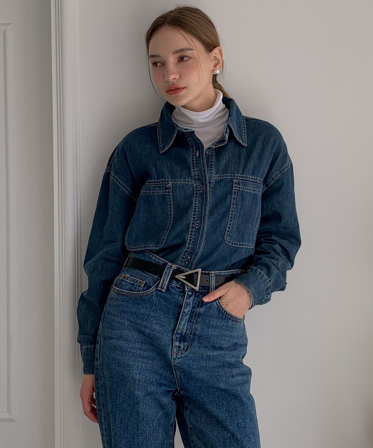 바스카라(VASCARA) Stitch Line Vintage Denim Shirt (2colors)