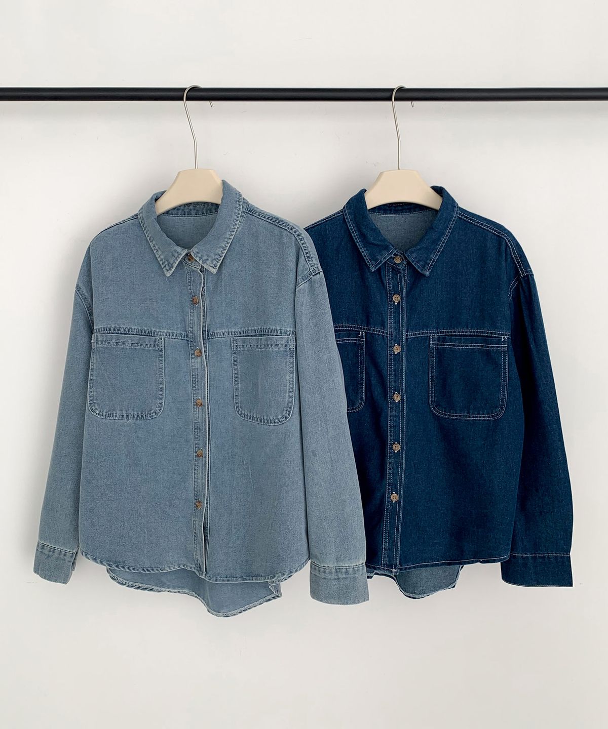 바스카라(VASCARA) Stitch Line Vintage Denim Shirt (2colors)
