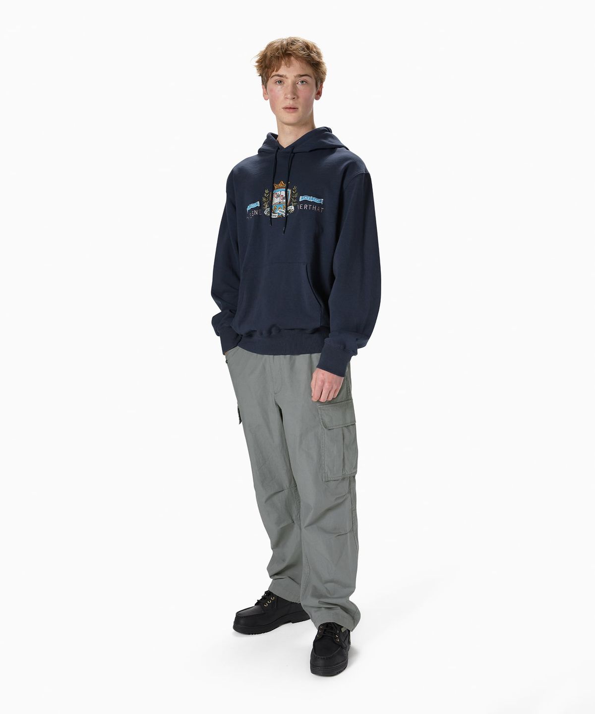 디스이즈네버댓(THISISNEVERTHAT) Crest Hoodie Navy