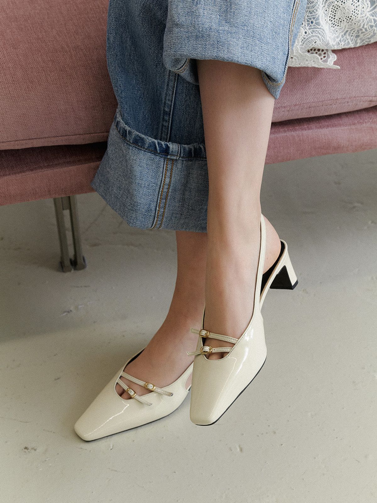 더조히(THE JOHI) Diagonal Buckle Strap Slingback_3 COLORS