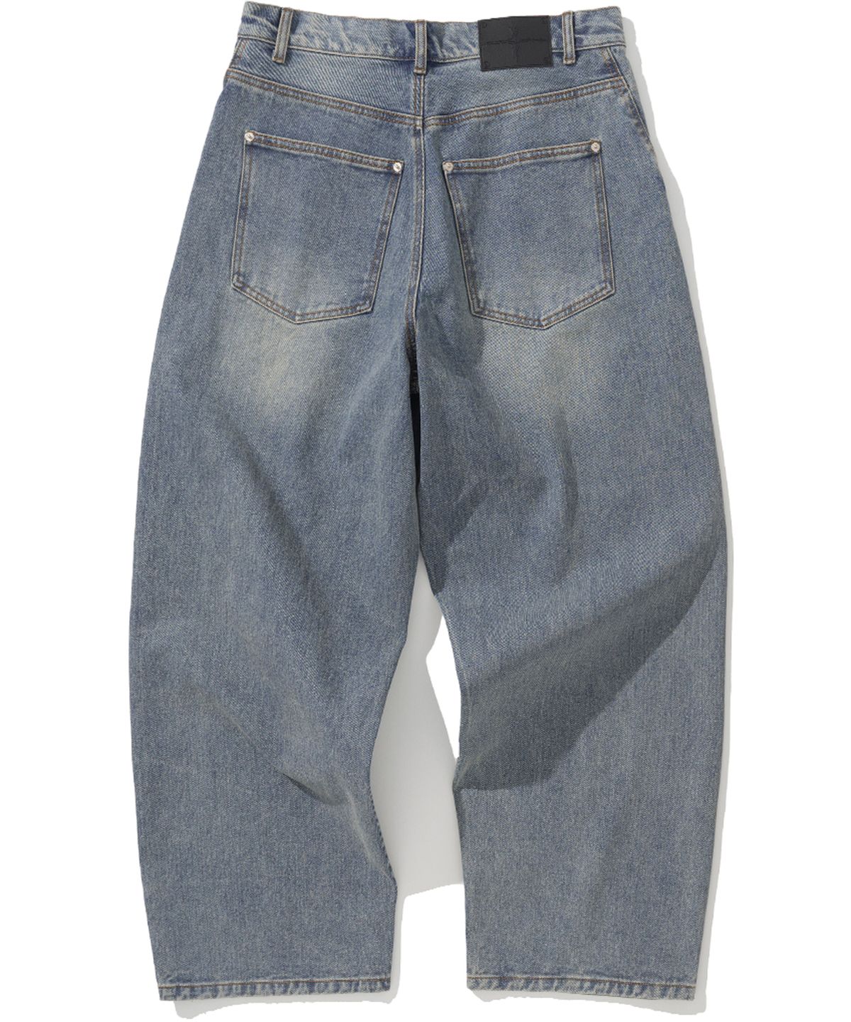 낫포너드(NOT4NERD) Curved Semi Wide Denim Pants - Deep Blue