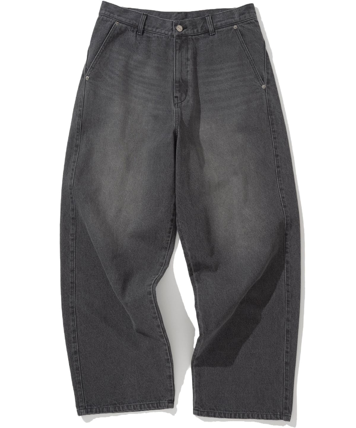 낫포너드(NOT4NERD) Curved Semi Wide Denim Pants - Black
