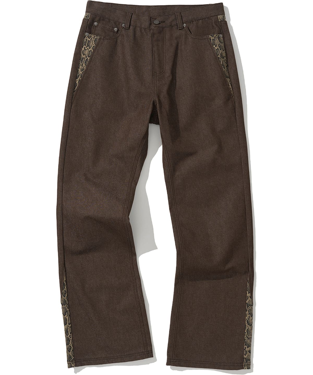 낫포너드(NOT4NERD) Python Layered Denim Pants - Brown