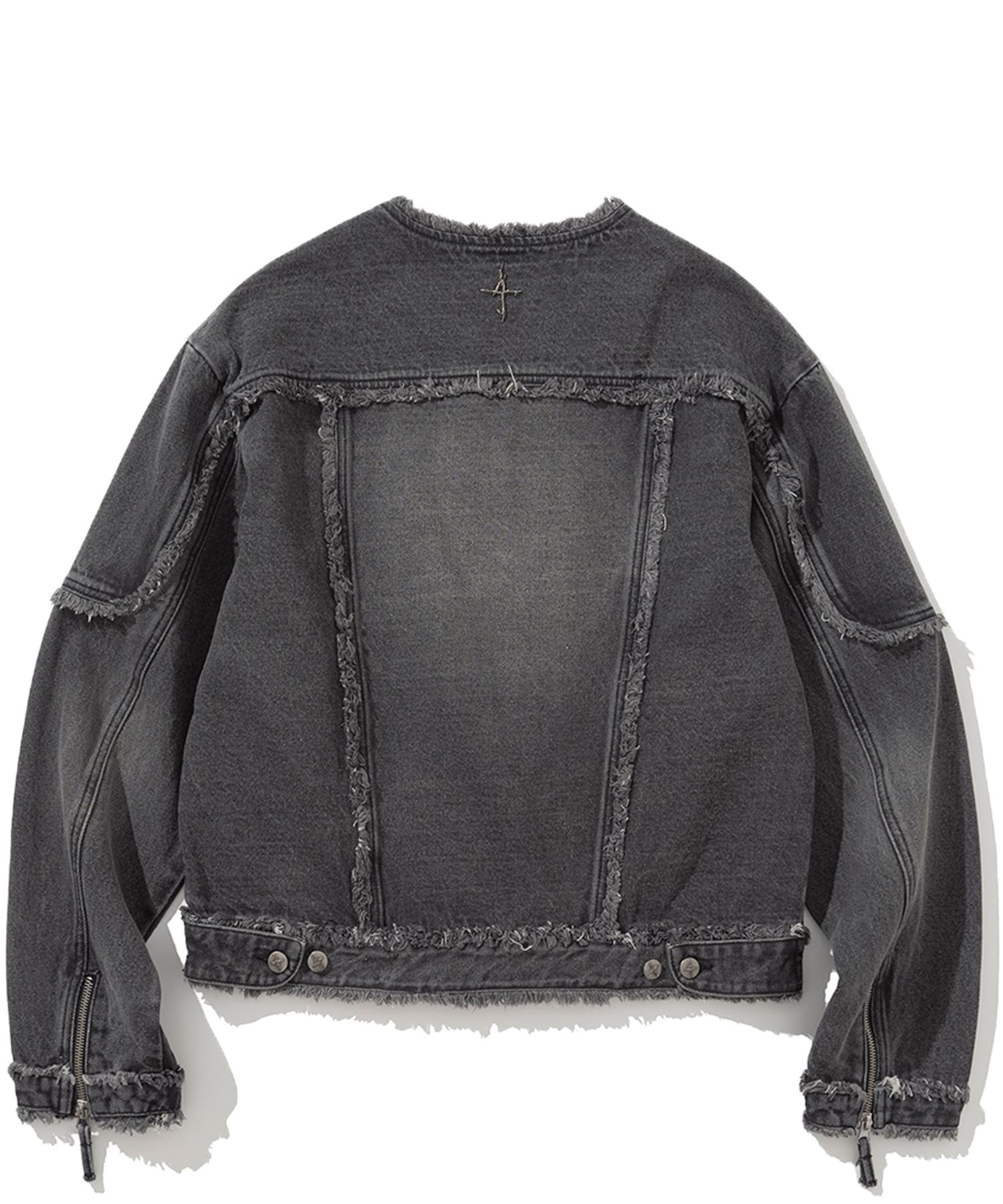 NOT4NERD ■ Cut Off Non-Collar Denim Jacket MUSINSA | NOT4NERD Cut Off Non-Collar Denim Jacket - Black