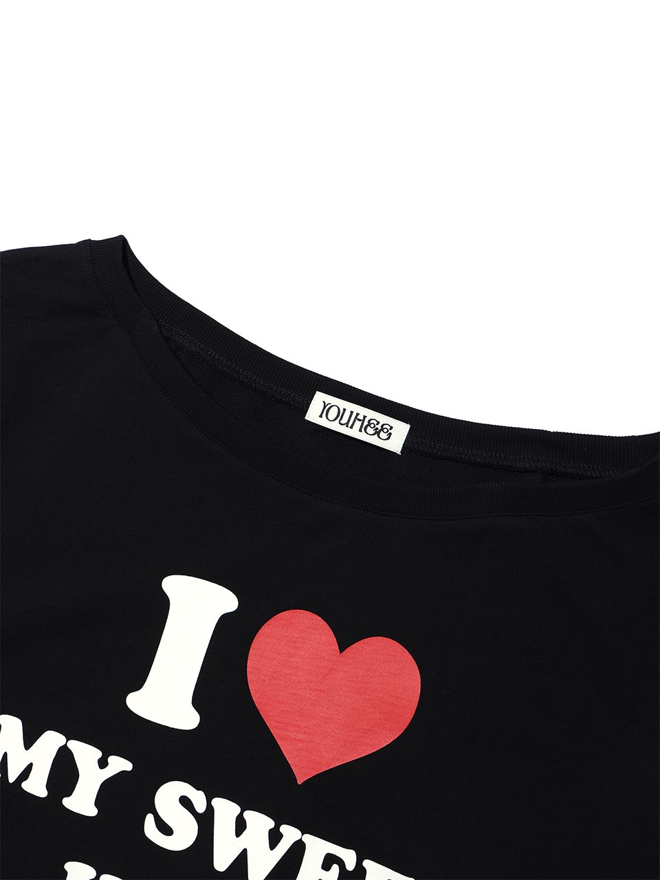 MUSINSA | YOUHEE I LOVE OFF SHOULDER SWEATSHIRTS BLACK