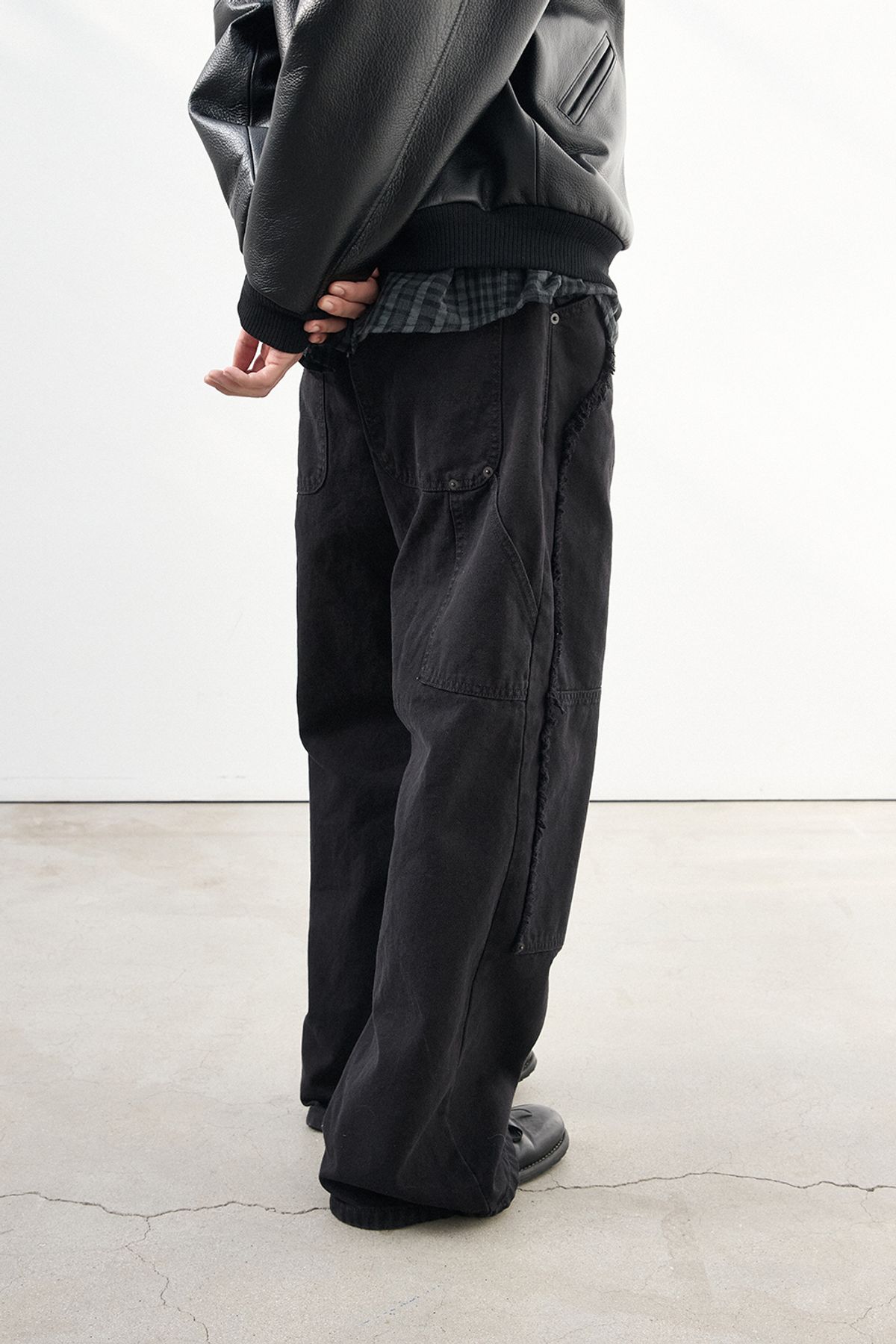 해칭룸(HATCHINGROOM) VTG Double knee Pants Black