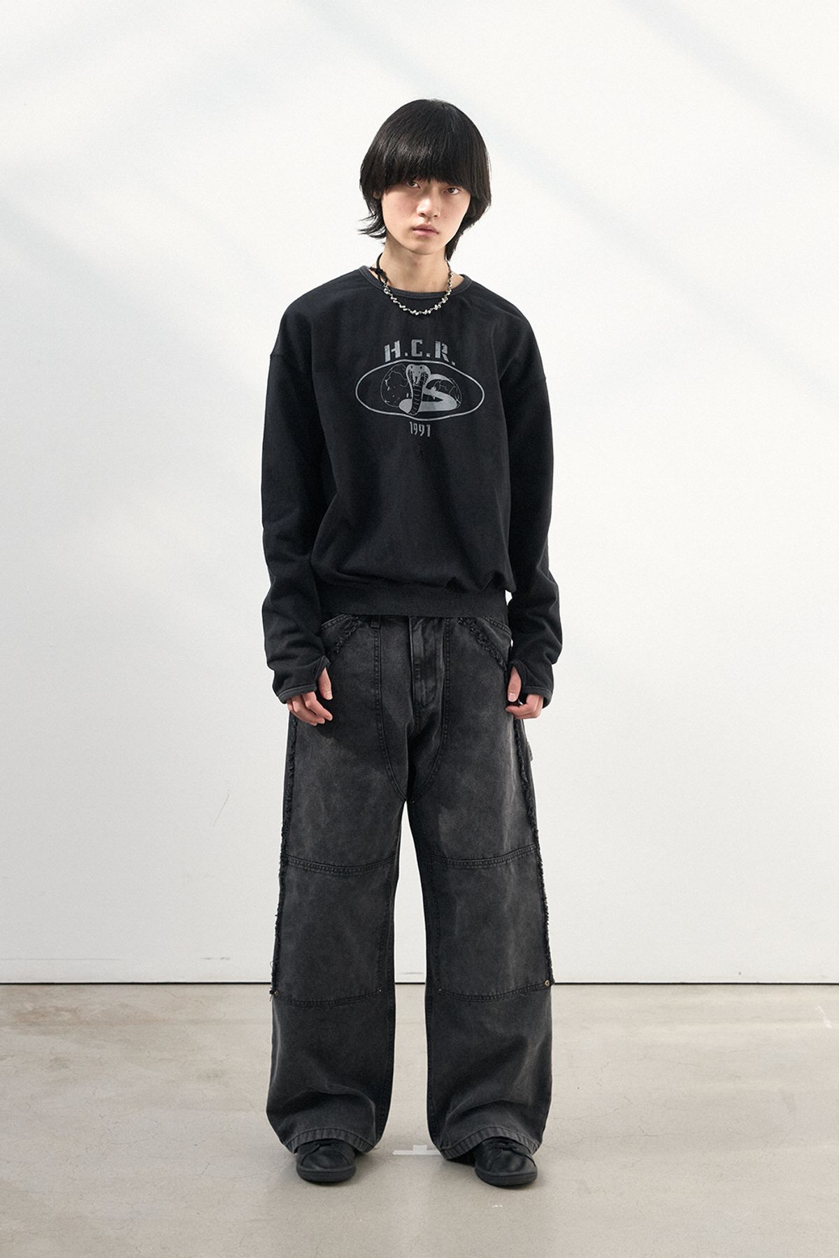 해칭룸(HATCHINGROOM) VTG Double knee Pants Charcoal