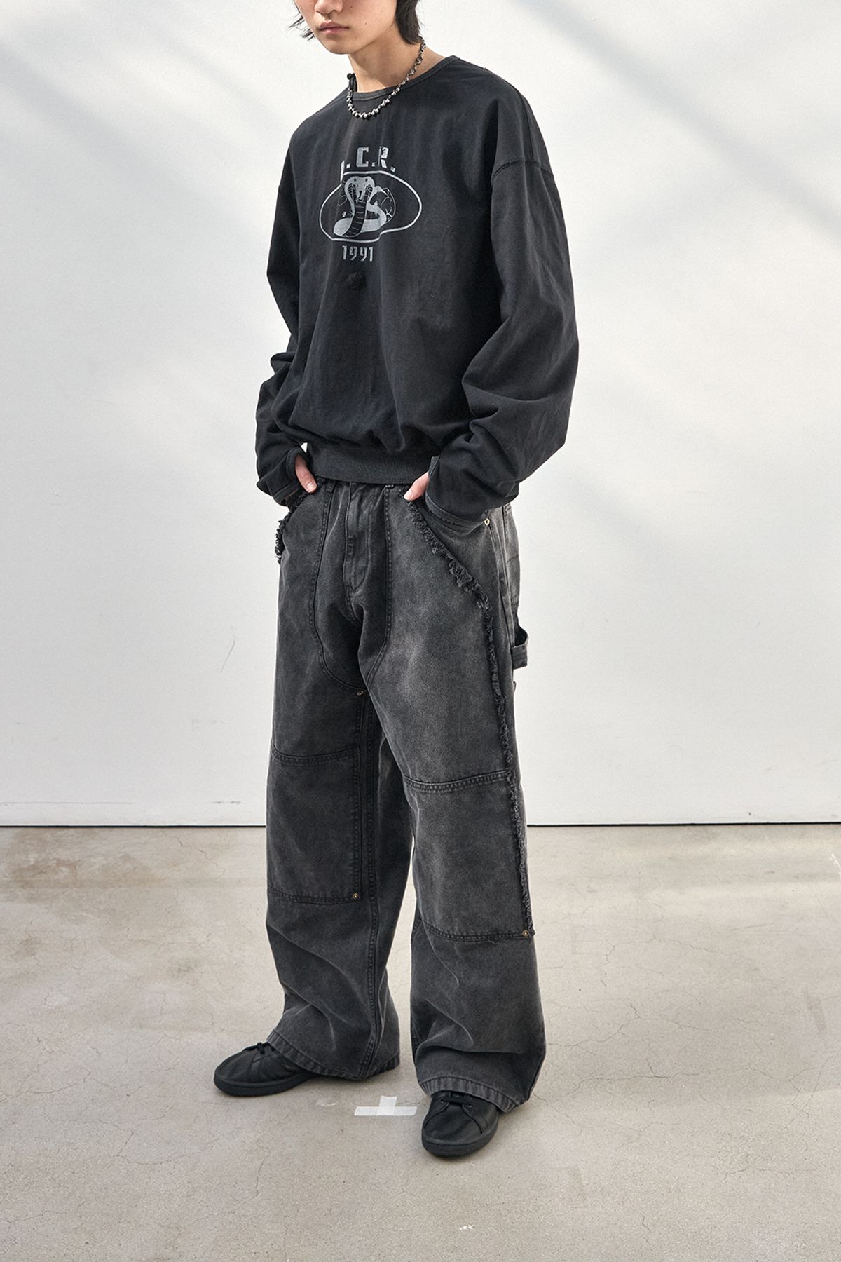 해칭룸(HATCHINGROOM) VTG Double knee Pants Charcoal