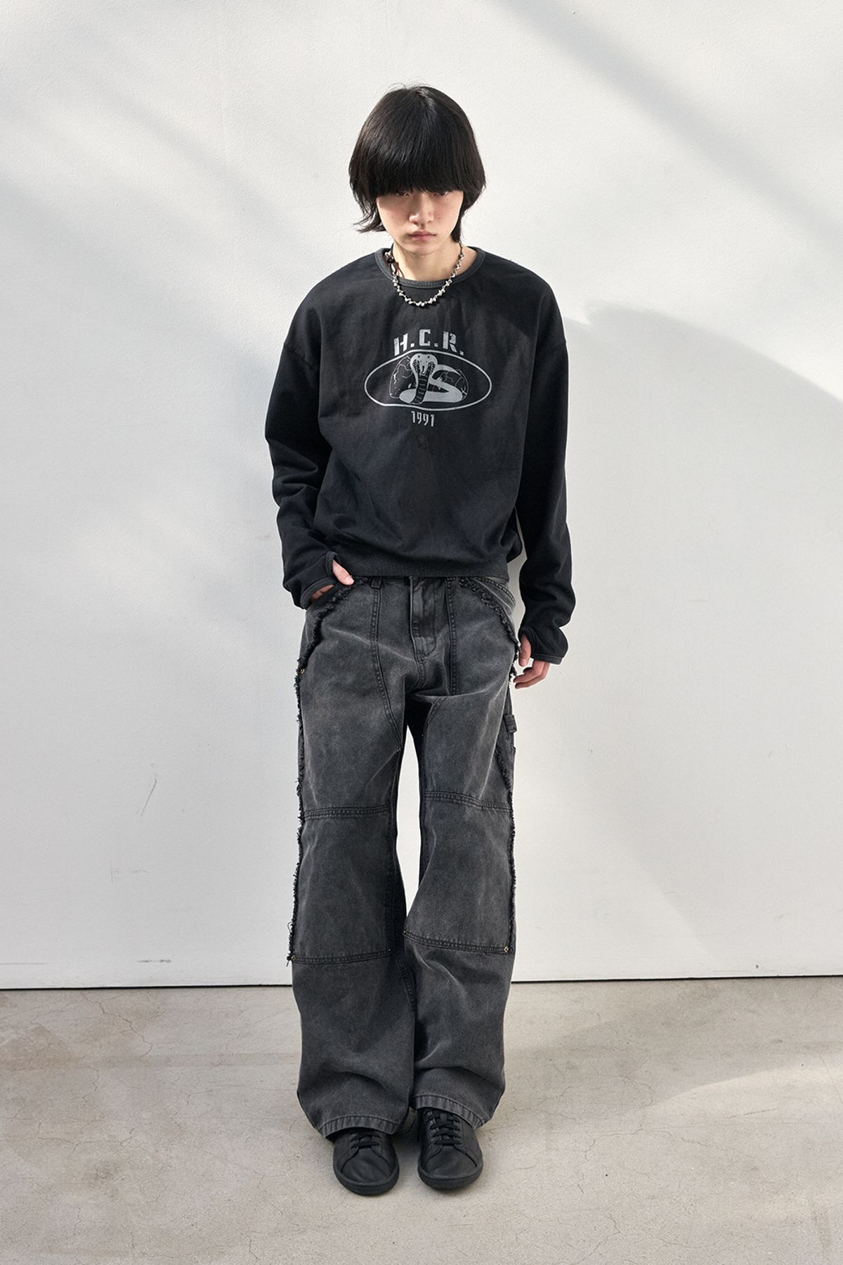 해칭룸(HATCHINGROOM) VTG Double knee Pants Charcoal
