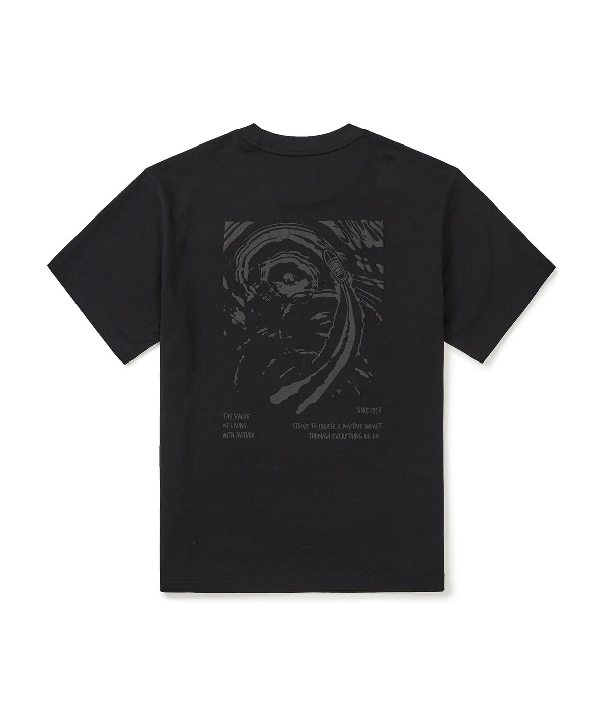 스노우피크 어패럴(SNOWPEAK APPAREL) 코튼 발포 그래픽 반팔 티셔츠 (S25MMFTS66) Dark Charcoal