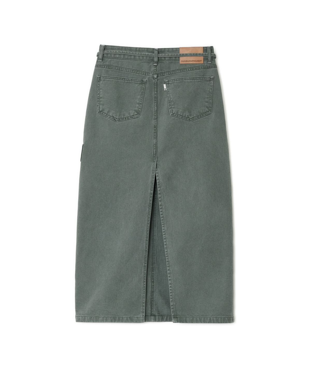 썬번프로젝트(SUNBURNPROJECT) String Color Denim Maxi Skirt, KHAKI