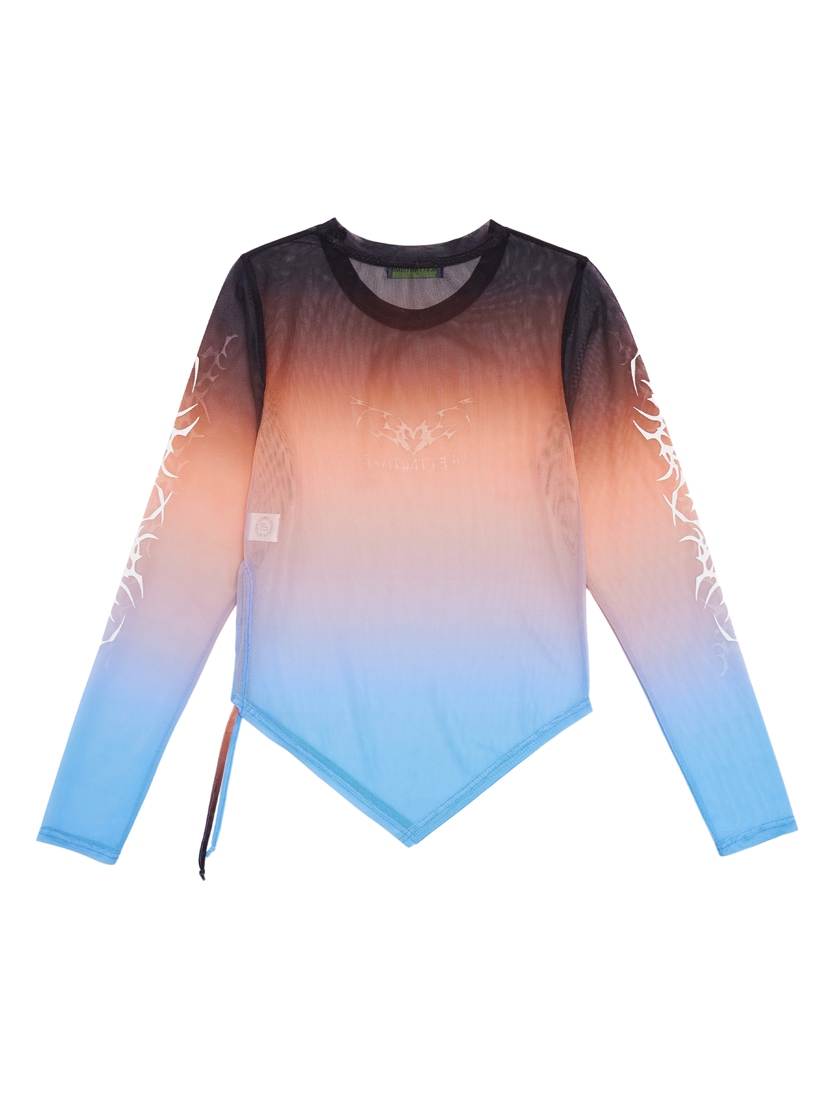 딜레탕티즘(DILETTANTISME) 선셋 트라이벌 그라데이션 메쉬 티셔츠