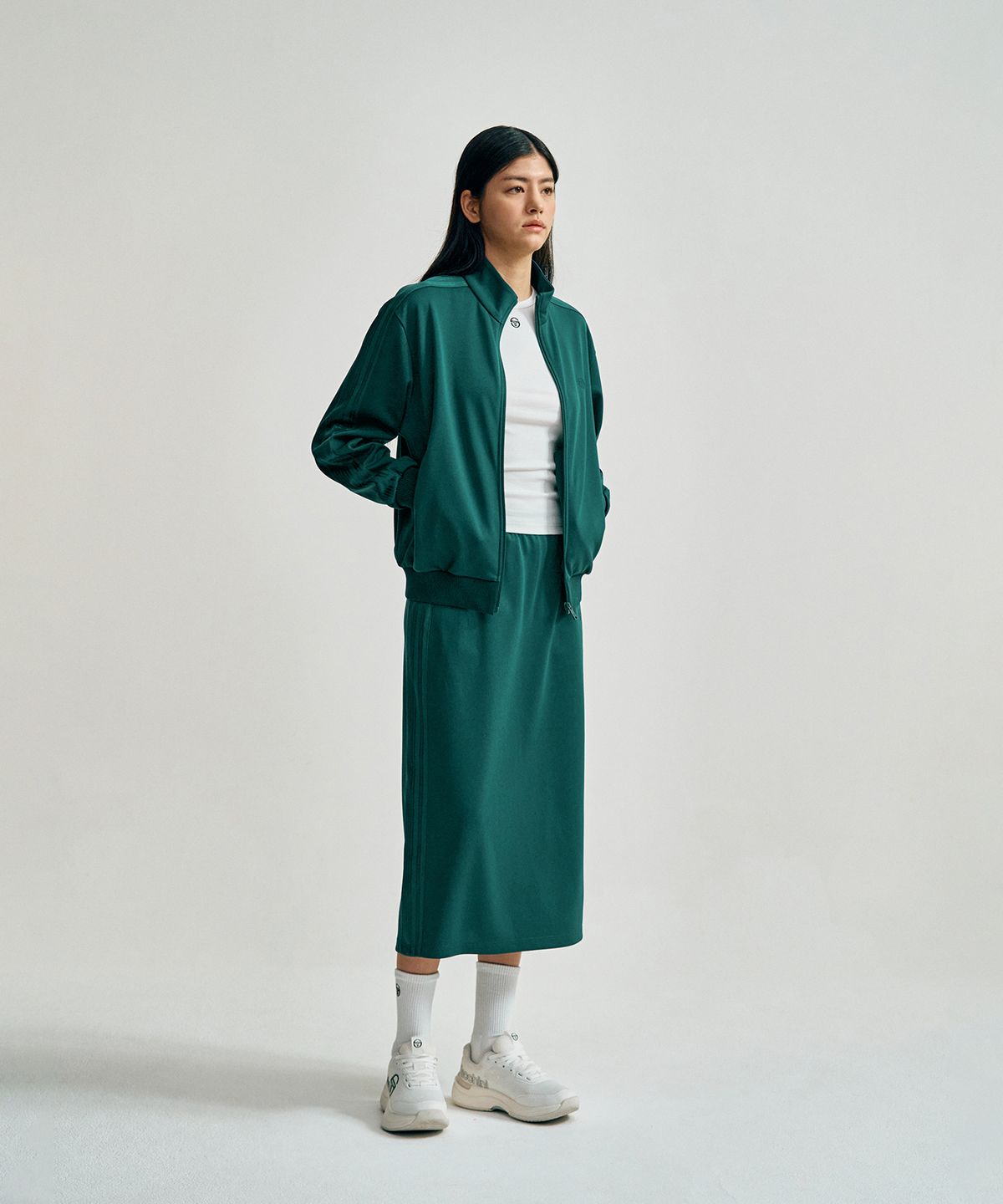 세르지오 타키니(SERGIO TACCHINI) W 타키니 모던 트랙 미디 스커트 (D.Green)