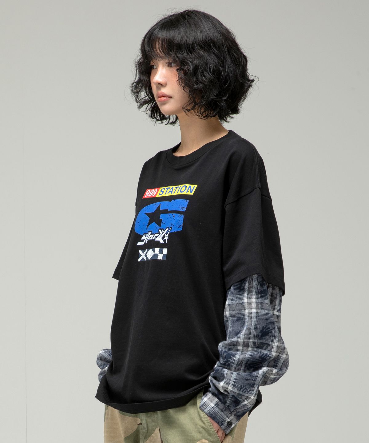 글랙(GLACK) GT136 셔츠 레이어드 티셔츠 (BLACK)