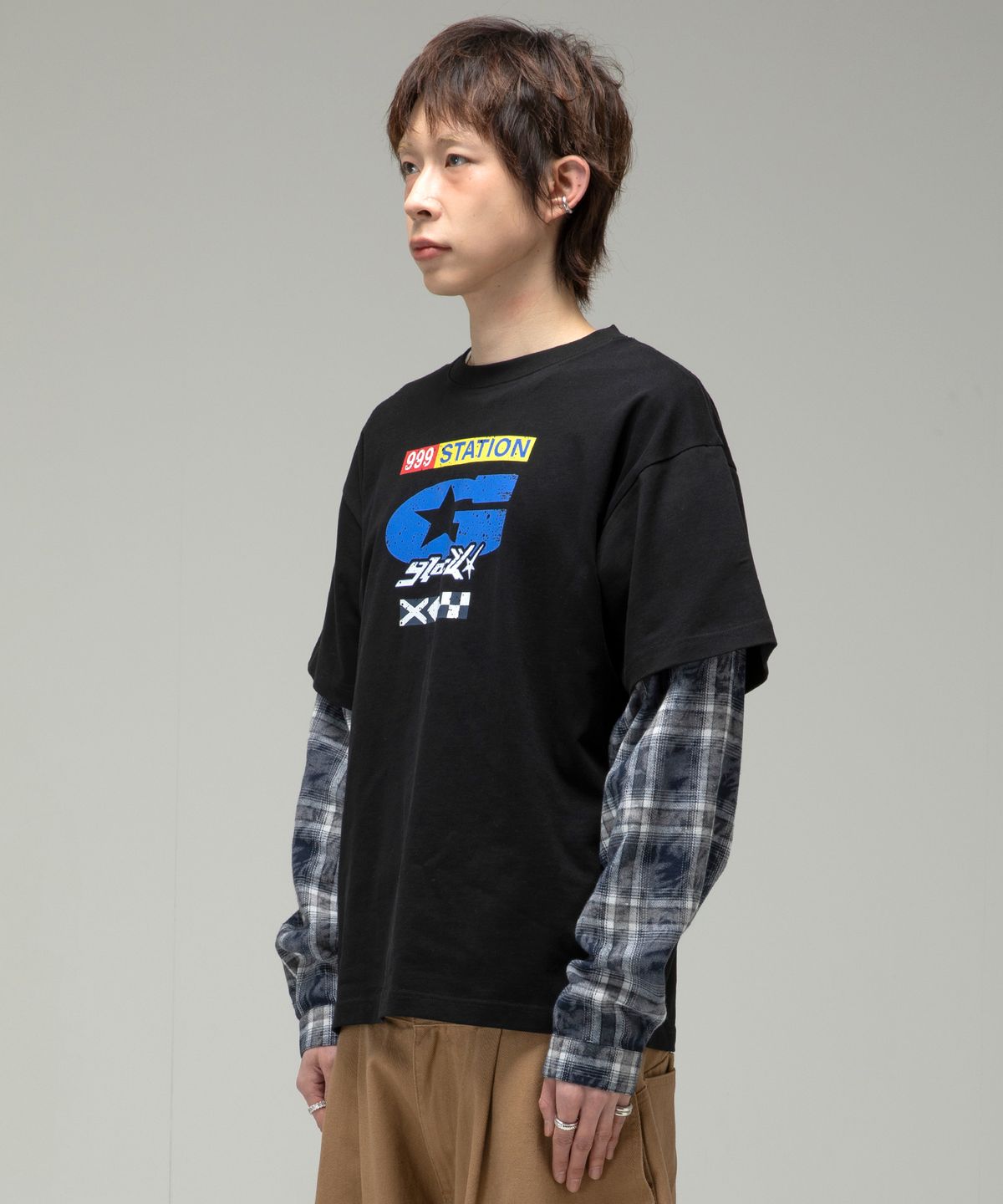 글랙(GLACK) GT136 셔츠 레이어드 티셔츠 (BLACK)