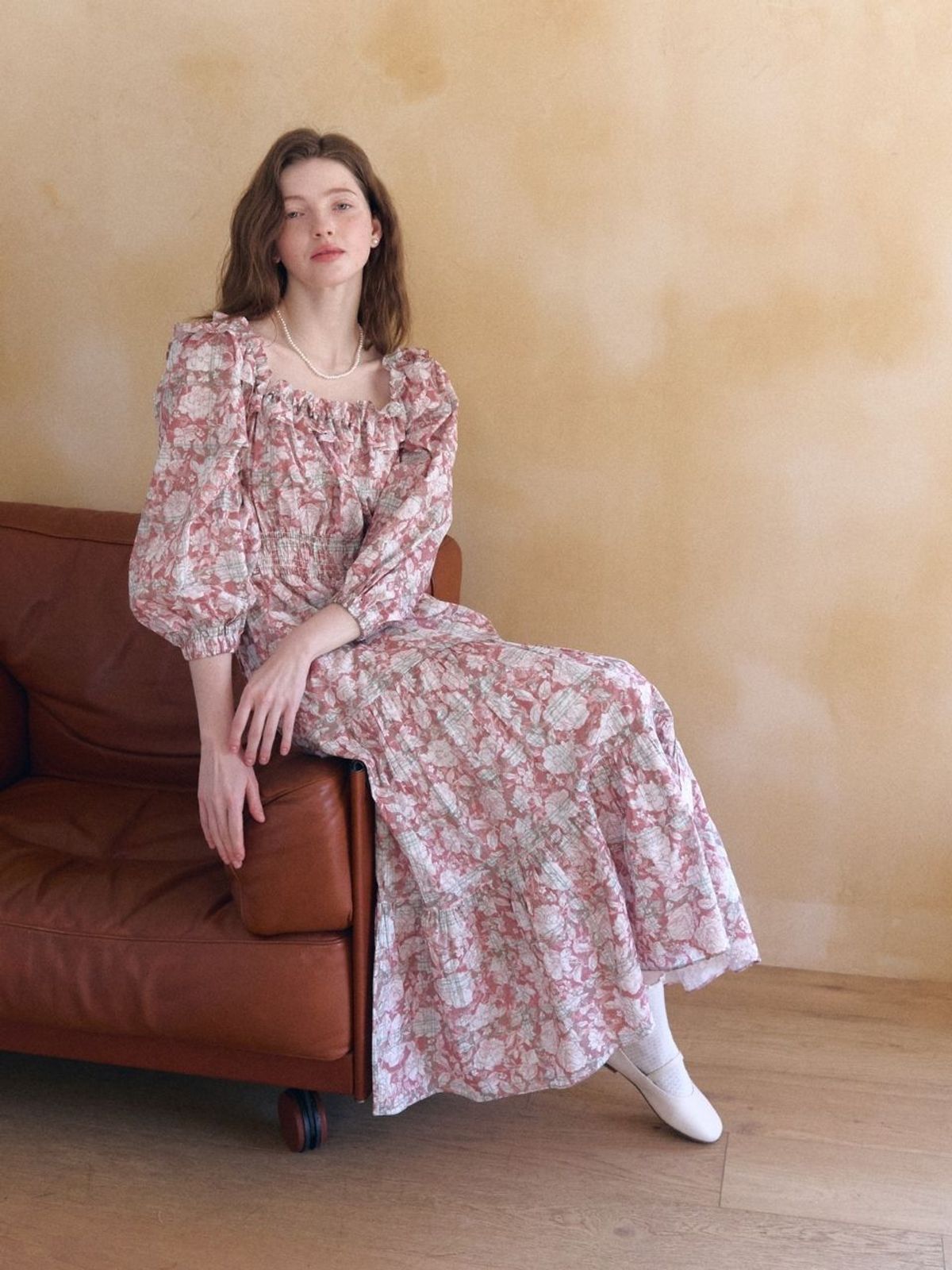 패브릭서울(FABRICSEOUL) flower cancan off shoulder long dress_pink