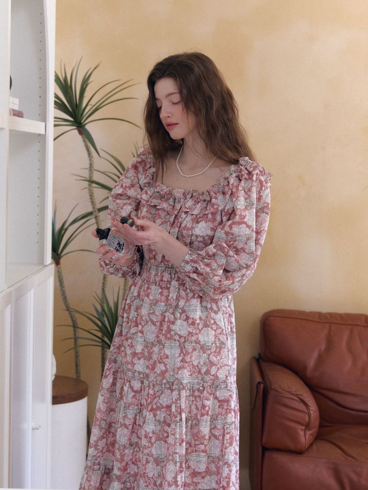 패브릭서울(FABRICSEOUL) flower cancan off shoulder long dress_pink