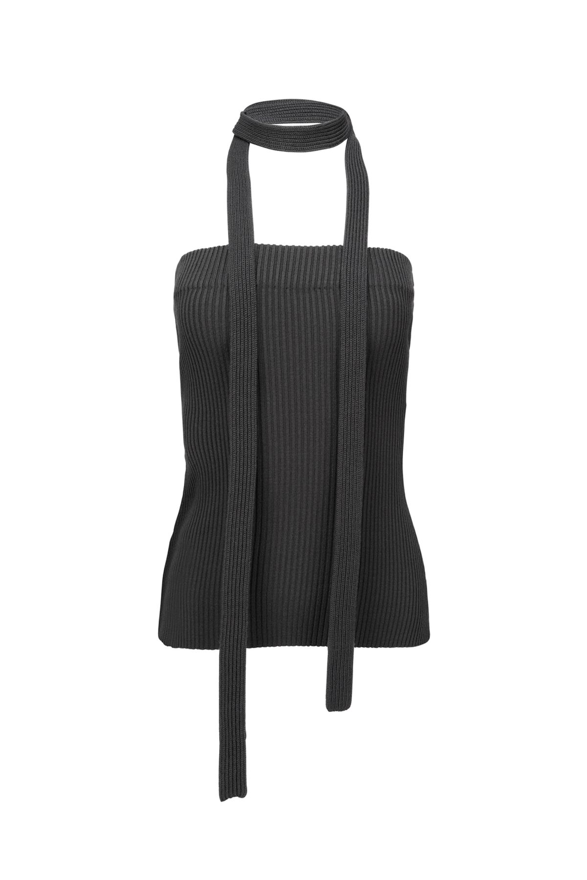 나체(NACHE) STRAP KNIT TANK TOP CHARCOAL