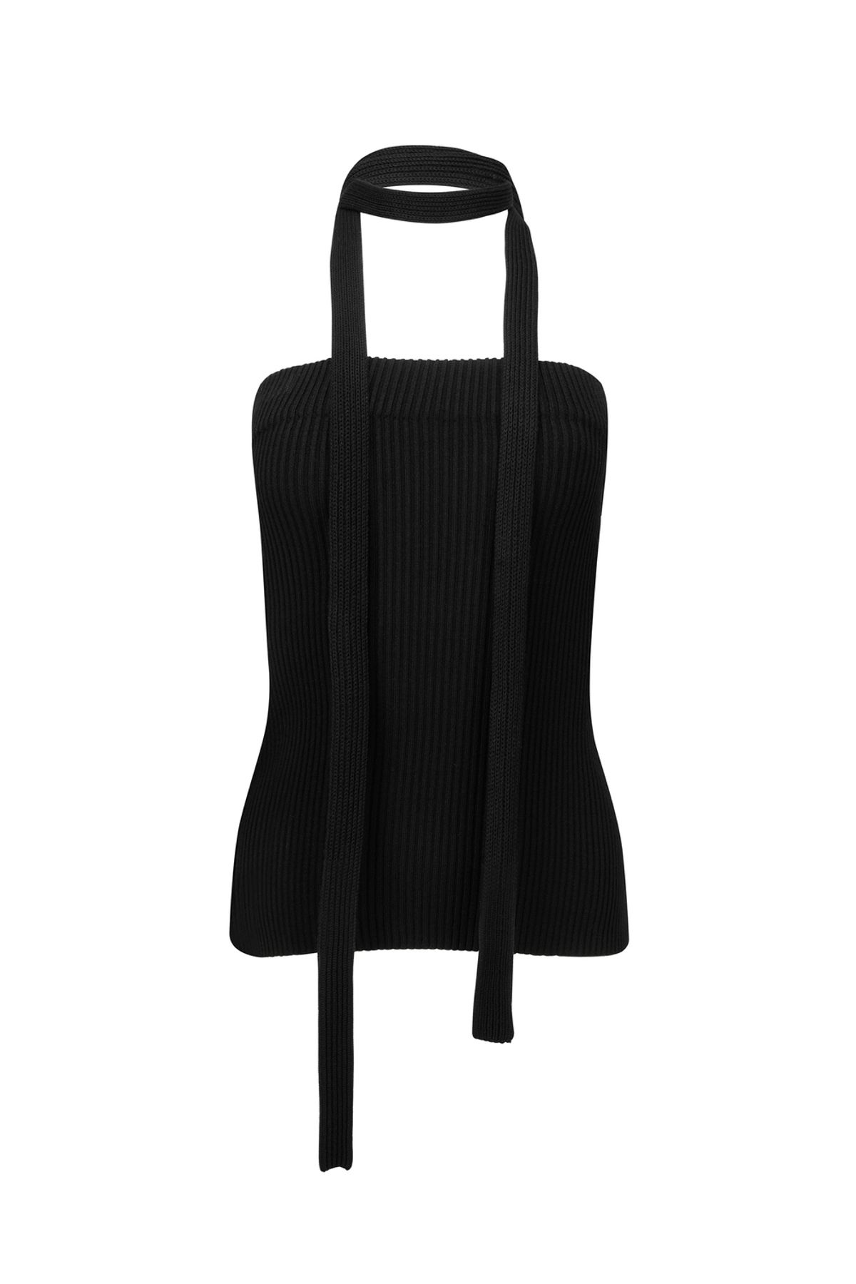나체(NACHE) STRAP KNIT TANK TOP BLACK