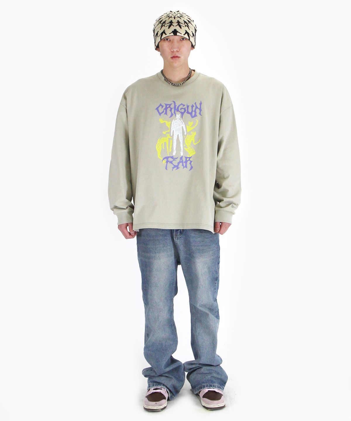 크리건(CRIGUN) Upside Down 오버핏  긴팔티 (3color)